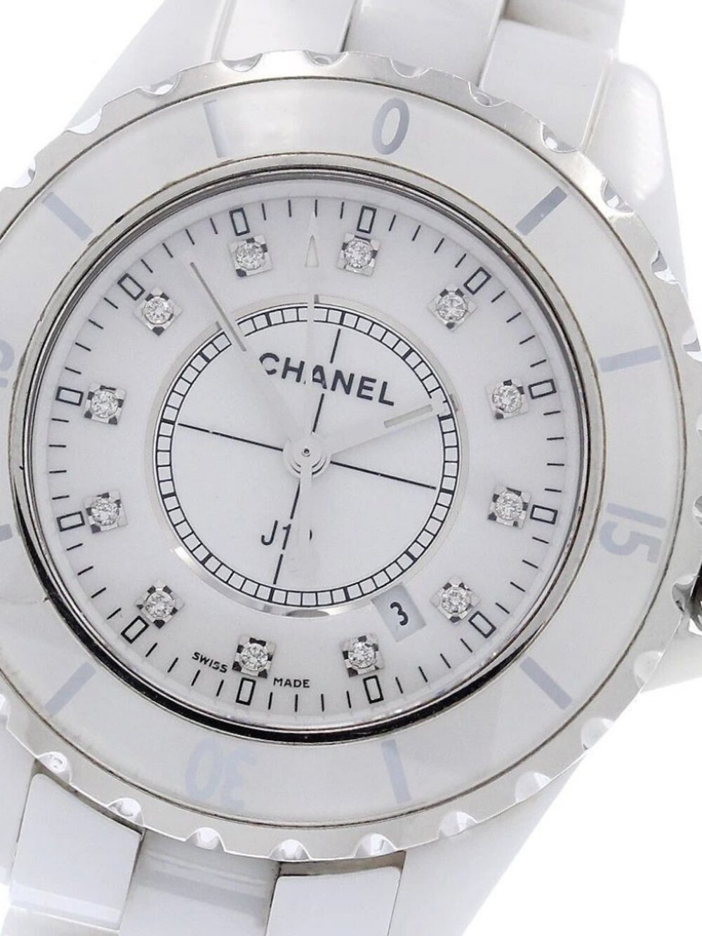 CHANEL J12 H1628 White ceramic 12P diamond white Dial Quartz Ladies Watch_967163